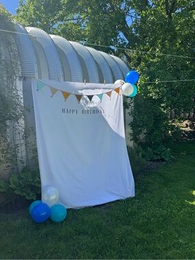 Custom White "Happy Birthday" Photo Backdrop